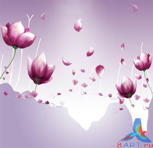 PSD - Purple Flowers Template