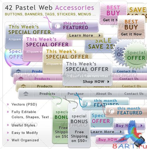 Pastel Web Accessories - GraphicRiver