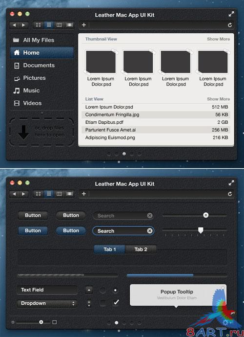 Leather Mac App UI Kit - MediaLoot Leather Mac App UI Kit - MediaLoot