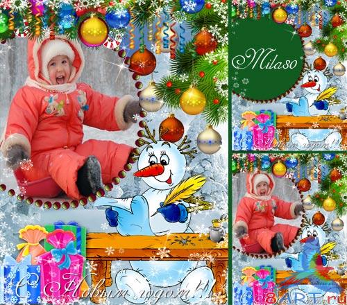 Фоторамка - Снеговик Фоторамка - Снеговик