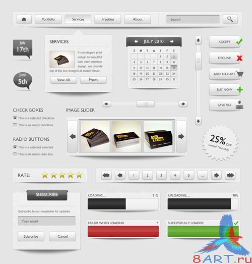 Gray Web Elements2 PSD