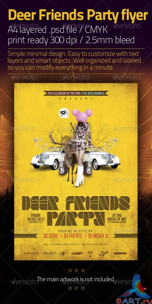 GraphicRiver Deer Friends Party Template GraphicRiver Deer Friends Party Template