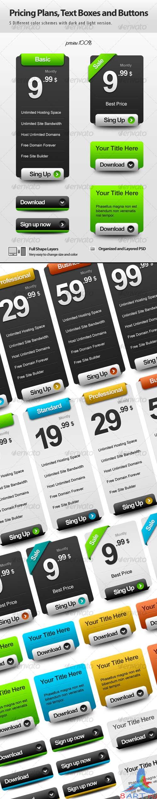 GraphicRiver Pricing Plans, Text Boxes and Buttons
