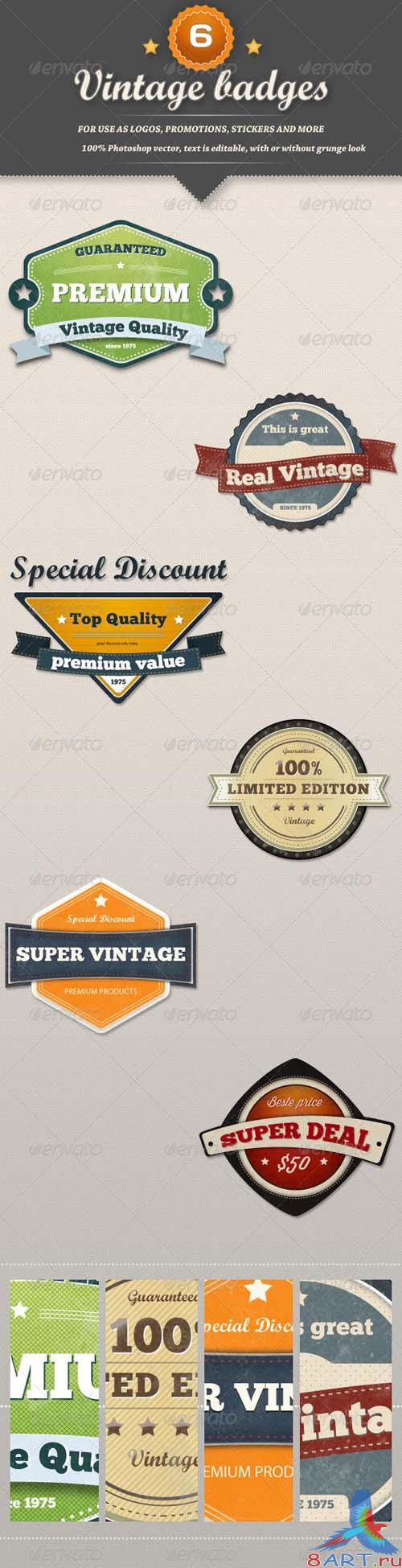 GraphicRiver 6 Retro Vintage Badges - REUPLOAD