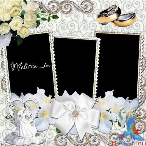 ����� ����� �������� - ����� ��������� ���� Frame for Photoshop - White Wedding Roses