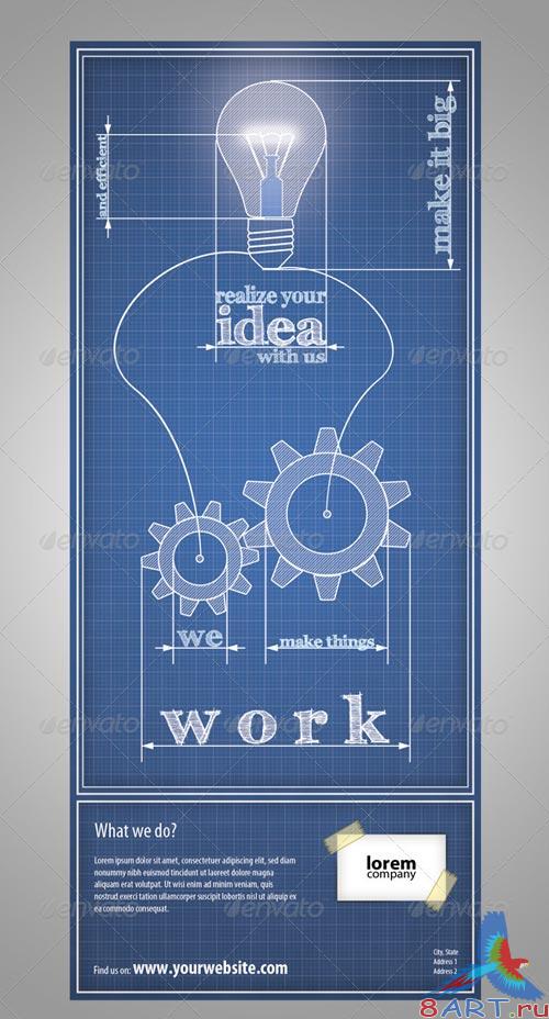 GraphicRiver Blueprint Gear Idea Signage
