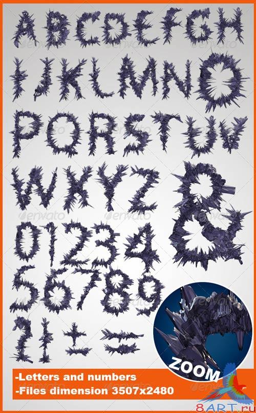 GraphicRiver 3D Spike alphabet and numbers GraphicRiver 3D Spike alphabet and numbers