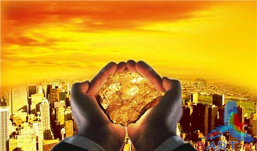 PSD - Gold in hands