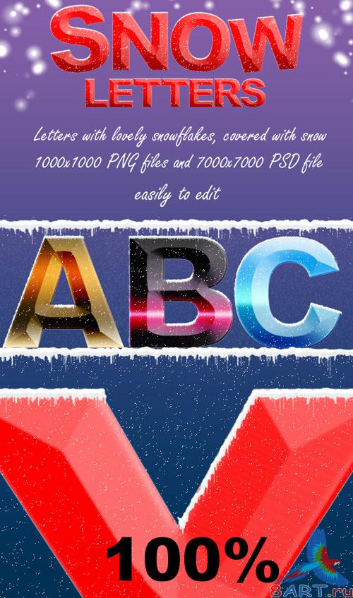 PSD Template - Snow Alphabet and Numbers