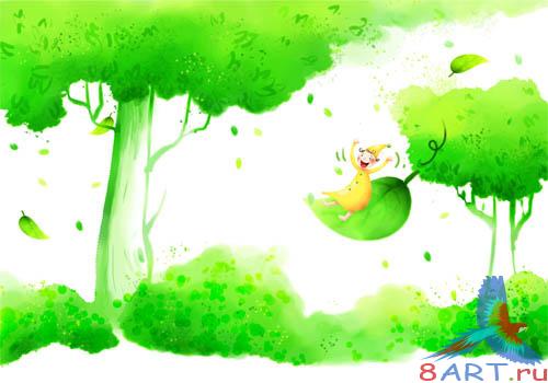 PSD - Green Cartoon Forest