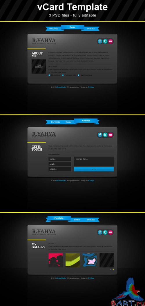 Elegant Dark vCard Template