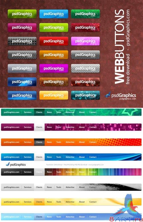 Web Buttons and Menu Navigation PSD Template Web Buttons and Menu Navigation PSD Template