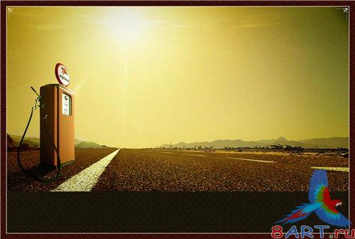 PSD - Gas station on the road