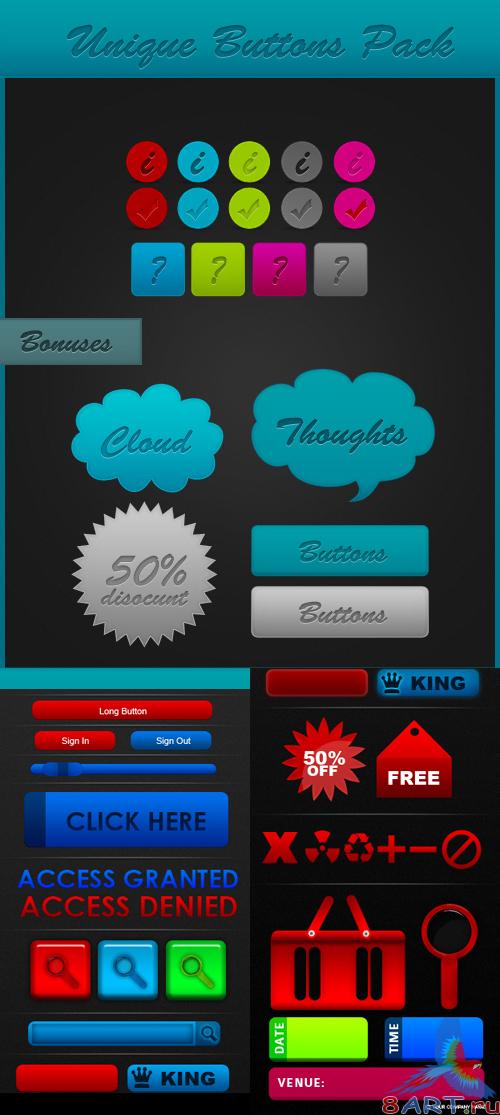 Unique Buttons, Ultimate Icons and Web Elements Pack
