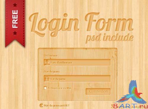 PSD Template - Wood Login Form