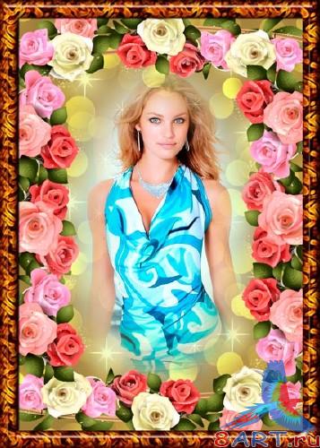 Женская рамка из розами Женская рамка почти розами