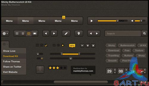 PSD Template - Sticky Butterscotch UI Kit Elements