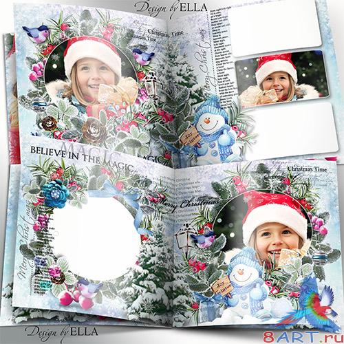 Шаблон новогодней фотокниги да кластеры-Счастливого Рождества Шаблон новогодней фотокниги да кластеры-Счастливого Рождества