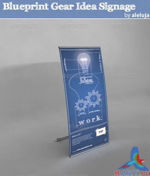 GraphicRiver Blueprint Gear Idea Signage