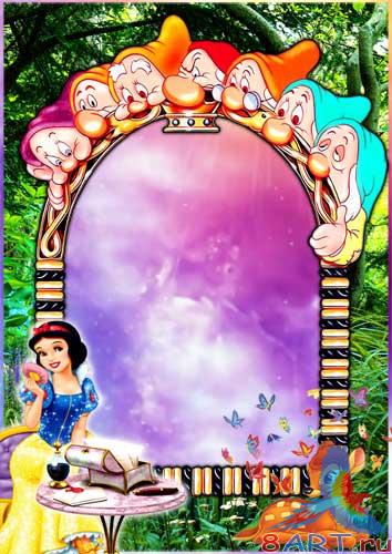 Детская рамка почти Белоснежкой равно гномами. Детская рамка почти Белоснежкой равным образом гномами.