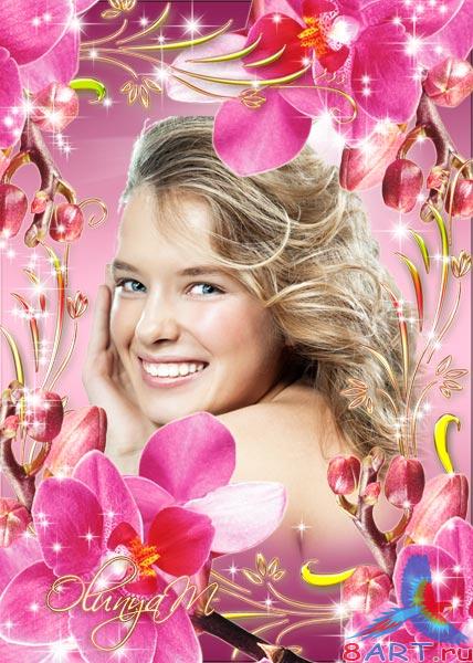 Цветочная фоторамка - Розовые бутоны Цветочная фоторамка - Розовые бутоны