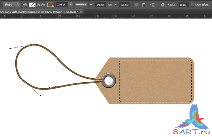 Как нарисовать бирку в Photoshop Как нарисовать бирку в Photoshop